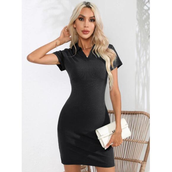 Johnny Collar Short Sleeve Mini Dress  | Small | Chicgenes - Picture 3 of 3